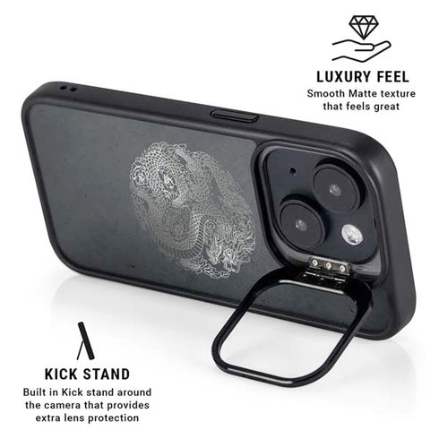 Chinese Black Dragon iPhone 15 Kickstand Case