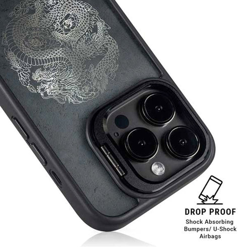 Chinese Black Dragon iPhone 15 Pro Kickstand Case