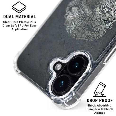 Chinese Black Dragon iPhone 16 Plus Clear Case