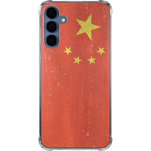 Chinese Flag Distressed Galaxy A55 5G Clear Case
