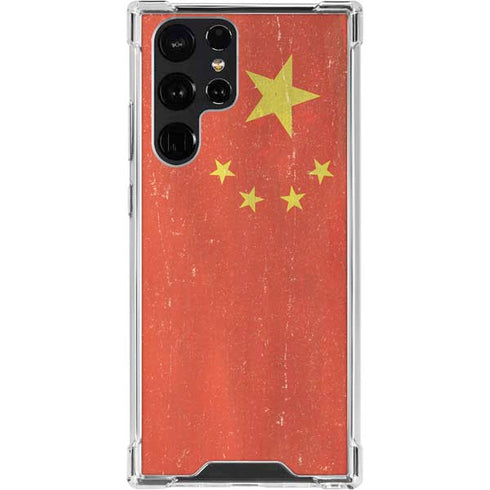 Chinese Flag Distressed Galaxy S23 Ultra Clear Case