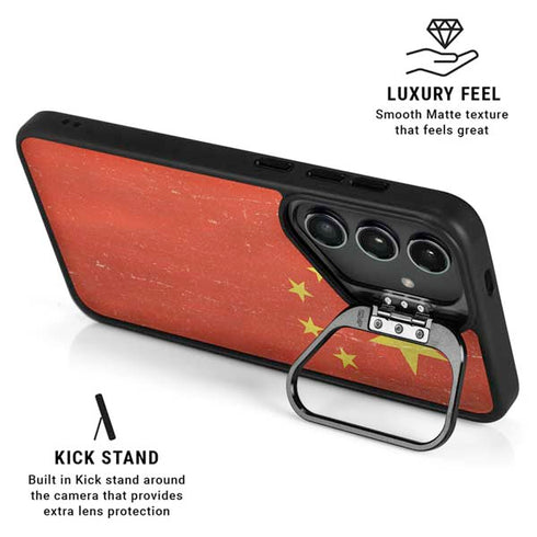 Chinese Flag Distressed Galaxy S25 Kickstand Case