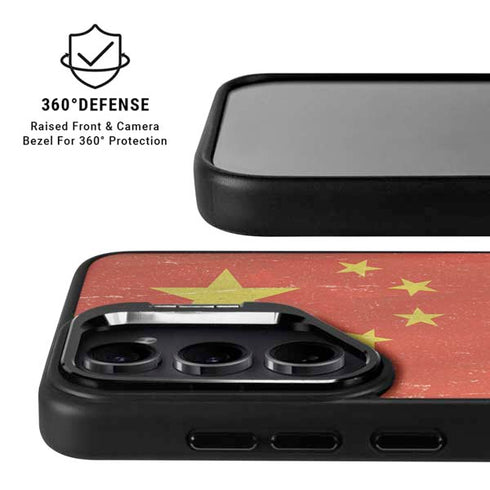 Chinese Flag Distressed Galaxy S25 Kickstand Case