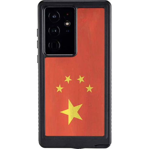 Chinese Flag Distressed Galaxy S24 Ultra Waterproof Case