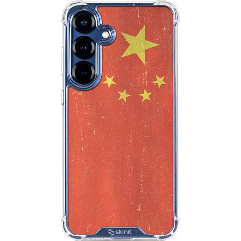 Chinese Flag Distressed Galaxy S25 Plus Clear Case