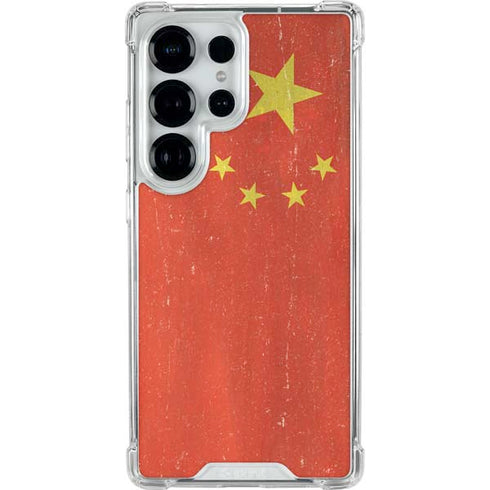 Chinese Flag Distressed Galaxy S25 Ultra Clear Case