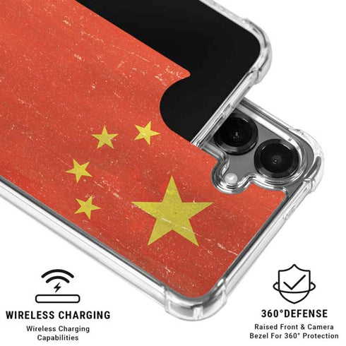 Chinese Flag Distressed Galaxy S26 Clear Case