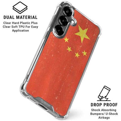 Chinese Flag Distressed Galaxy S26 Clear Case