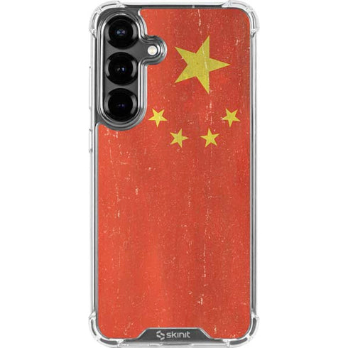 Chinese Flag Distressed Galaxy S26 Plus Clear Case