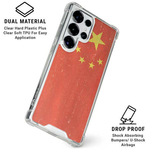 Chinese Flag Distressed Galaxy S26 Ultra Clear Case
