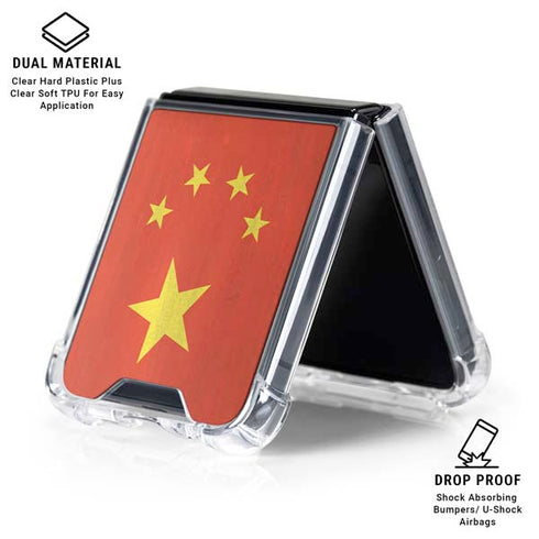 Chinese Flag Distressed Galaxy Z Flip6 Clear Case