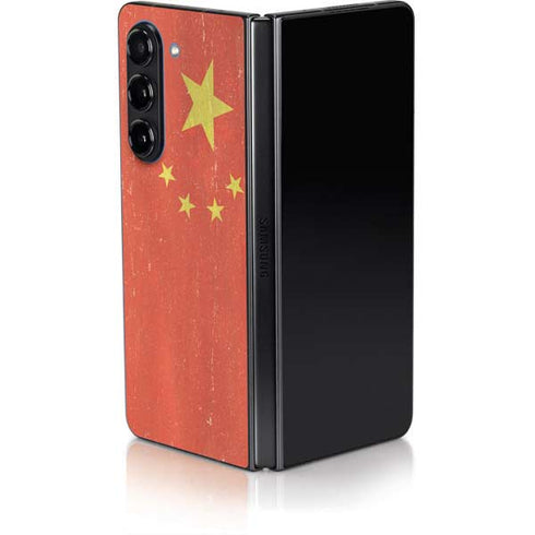 Chinese Flag Distressed Galaxy Z Fold5 5G Skin
