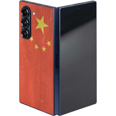 Chinese Flag Distressed Galaxy Z Fold6 Skin
