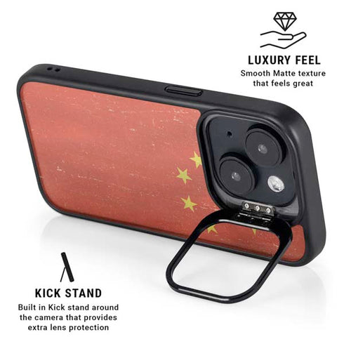 Chinese Flag Distressed iPhone 15 Kickstand Case