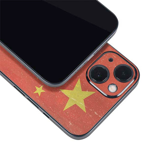 Chinese Flag Distressed iPhone 15 Skin