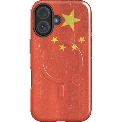 Chinese Flag Distressed iPhone 16 Magsafe Impact Case