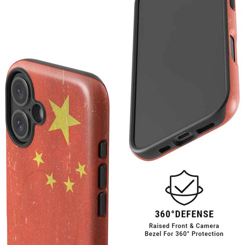 Chinese Flag Distressed iPhone 16 Magsafe Impact Case