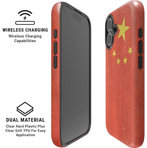 Chinese Flag Distressed iPhone 16 Magsafe Impact Case