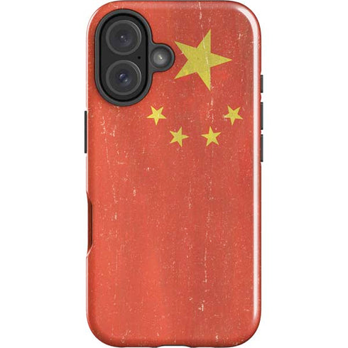 Chinese Flag Distressed iPhone 16 Plus Impact Case