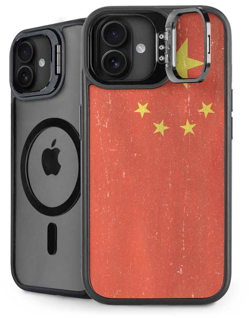 Chinese Flag Distressed iPhone 16 Plus Kickstand Case