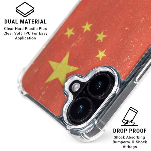 Chinese Flag Distressed iPhone 16 Plus MagSafe Case