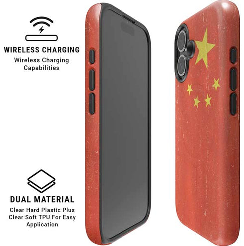 Chinese Flag Distressed iPhone 16 Plus Magsafe Impact Case