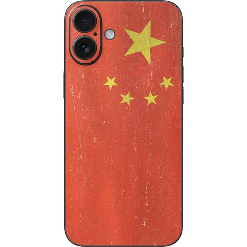 Chinese Flag Distressed iPhone 16 Plus Skin