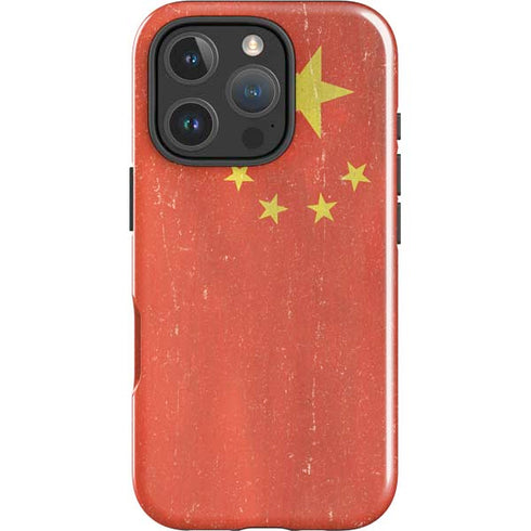 Chinese Flag Distressed iPhone 16 Pro Max Impact Case