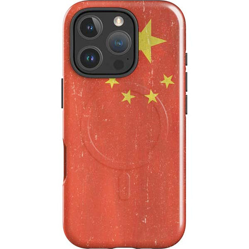 Chinese Flag Distressed iPhone 16 Pro Max Magsafe Impact Case