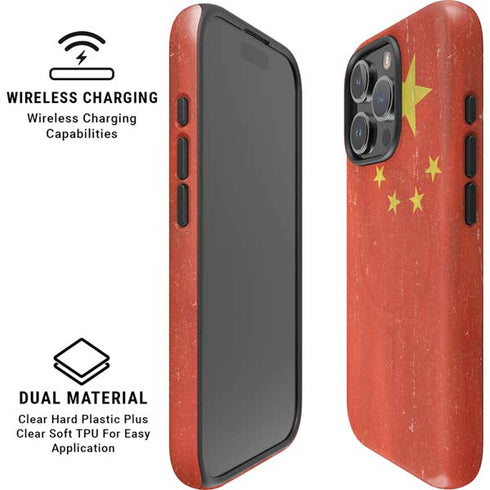 Chinese Flag Distressed iPhone 16 Pro Max Magsafe Impact Case