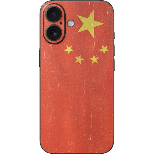 Chinese Flag Distressed iPhone 16 Skin