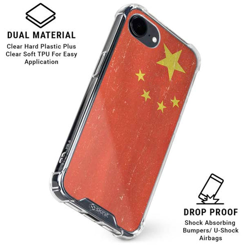 Chinese Flag Distressed iPhone 16e Clear Case