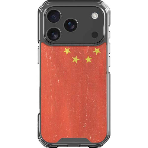 Chinese Flag Distressed iPhone 18 Pro Clear Case