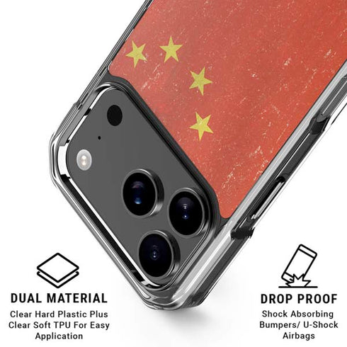 Chinese Flag Distressed iPhone 18 Pro Clear Case
