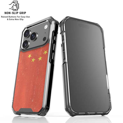 Chinese Flag Distressed iPhone 18 Pro Clear Case