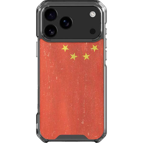 Chinese Flag Distressed iPhone 18 Pro Max Clear Case