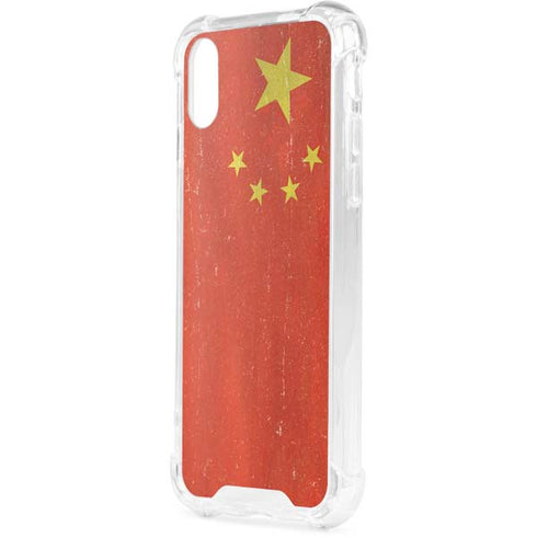 Chinese Flag Distressed iPhone XS Clear Case