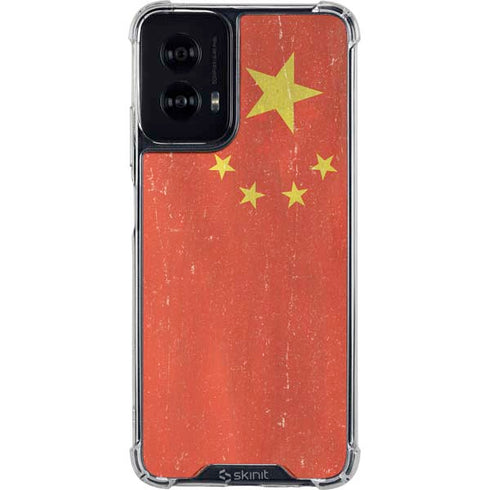Chinese Flag Distressed Moto G Power 5G (2024) Clear Case