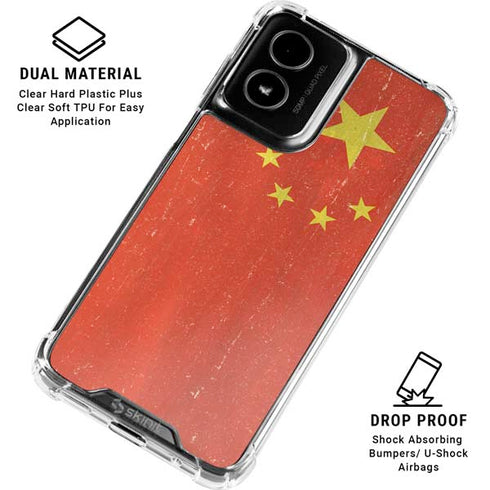 Chinese Flag Distressed Moto G Power 5G (2024) Clear Case