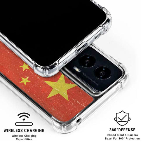 Chinese Flag Distressed Moto G Power 5G (2024) Clear Case