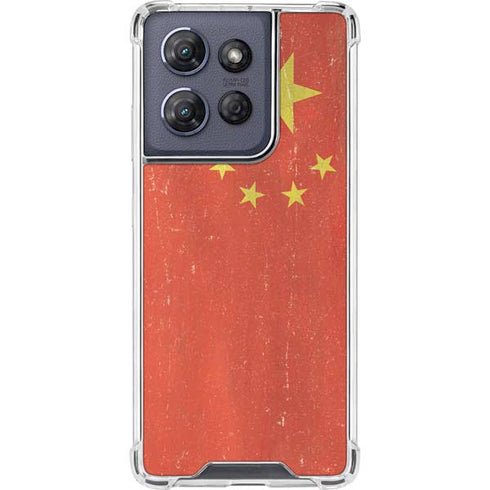 Chinese Flag Distressed Moto G Power 5G (2025) Clear Case
