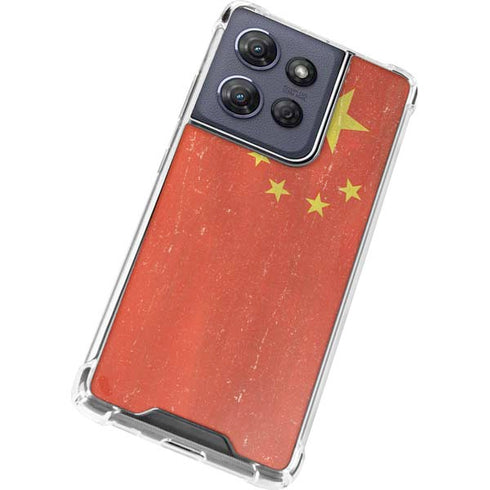 Chinese Flag Distressed Moto G Power 5G (2025) Clear Case