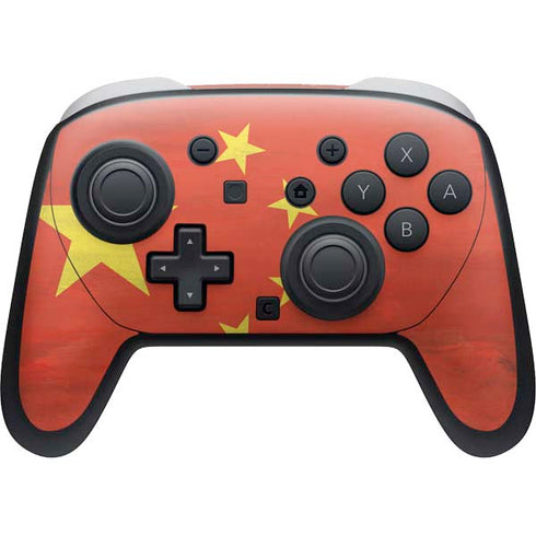 Chinese Flag Distressed Nintendo Switch 2 (2025) Pro Controller Skin