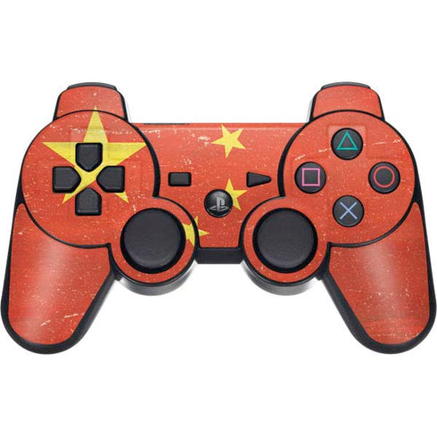 Chinese Flag Distressed PS3 Dual Shock wireless controller Skin