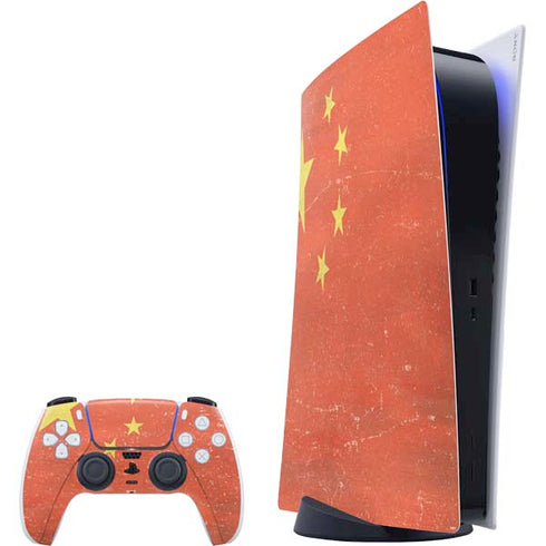 Chinese Flag Distressed PlayStation PS5 Skins