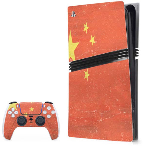 Chinese Flag Distressed PS5 Pro Bundle Skin