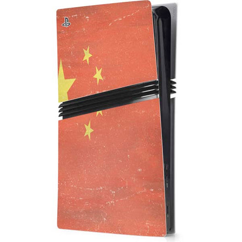 Chinese Flag Distressed PS5 Pro Console Skin