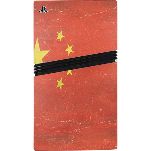 Chinese Flag Distressed PS5 Pro Disk Bundle Skin