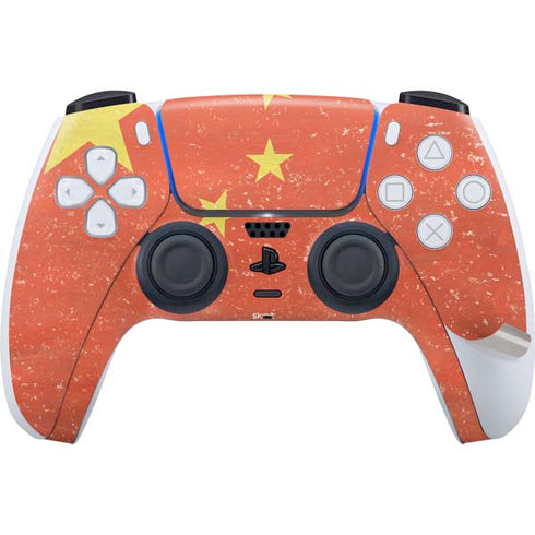 Chinese Flag Distressed PS5 Pro Disk Bundle Skin