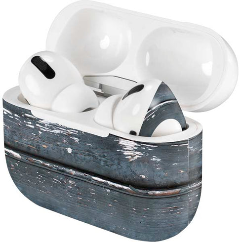 Chipped Blue Wood AirPods Skins